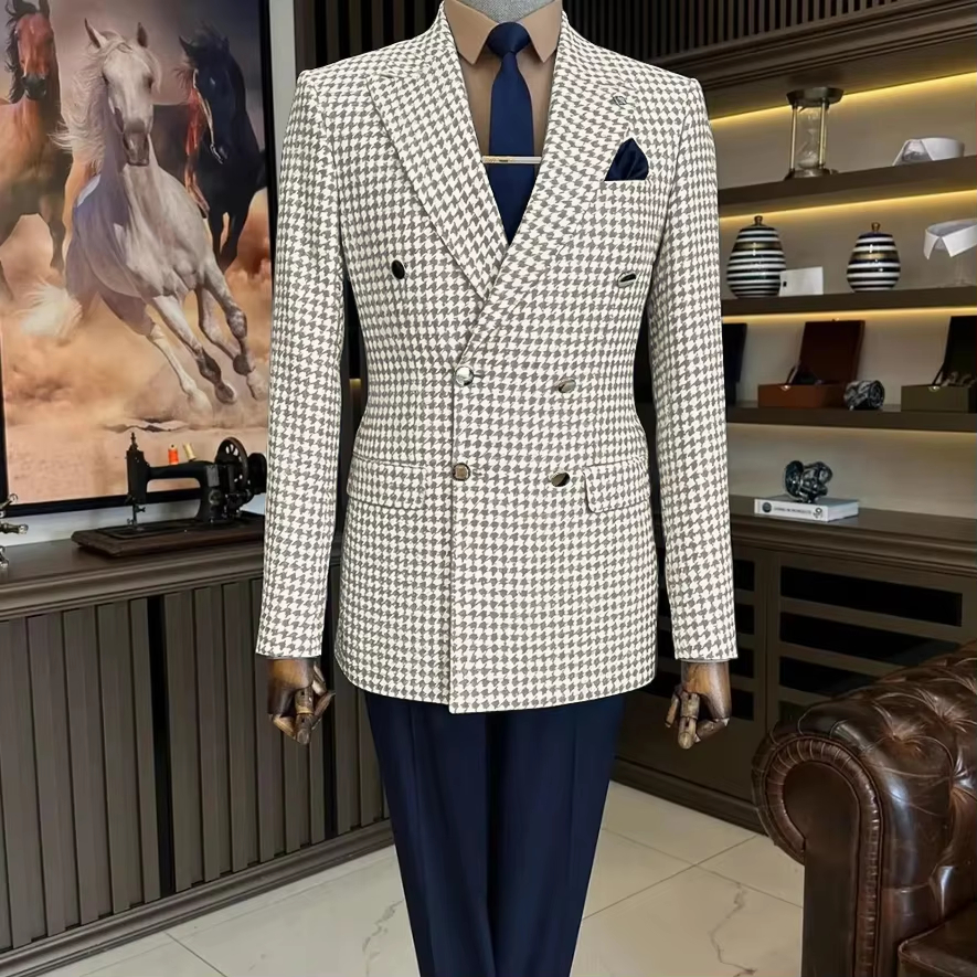 Men'S Vintage Formal Wear - Vintage Houndstooth Tweed Blazer for Men