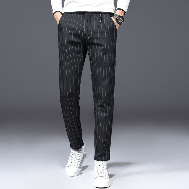 Men'S Vintage Formal Wear - Striped Male Suit Trousers Summer 2025
