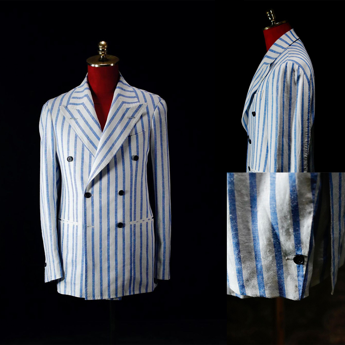 Men Linen Formal Wear - Beach Linen Men Wedding Tuxedos Double