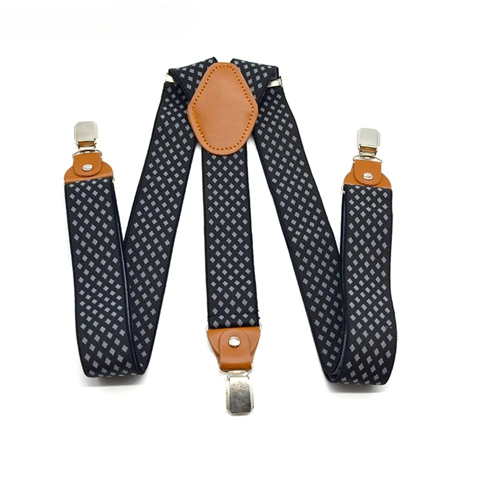 Suspender Clip Formal - Black Diamond Pattern Men's Suspenders Formal