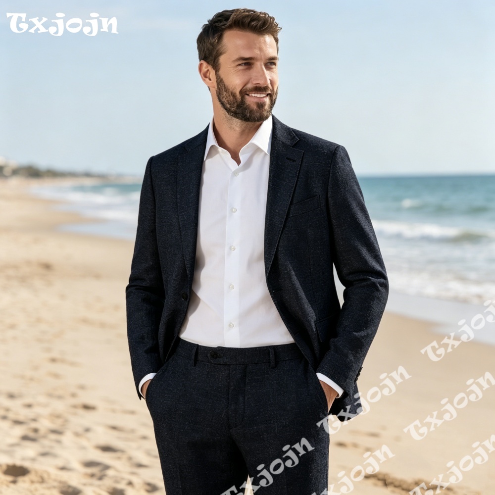 Classic Dark Navy Linen Men 2P - Men Linen Formal Wear avaliação e preço