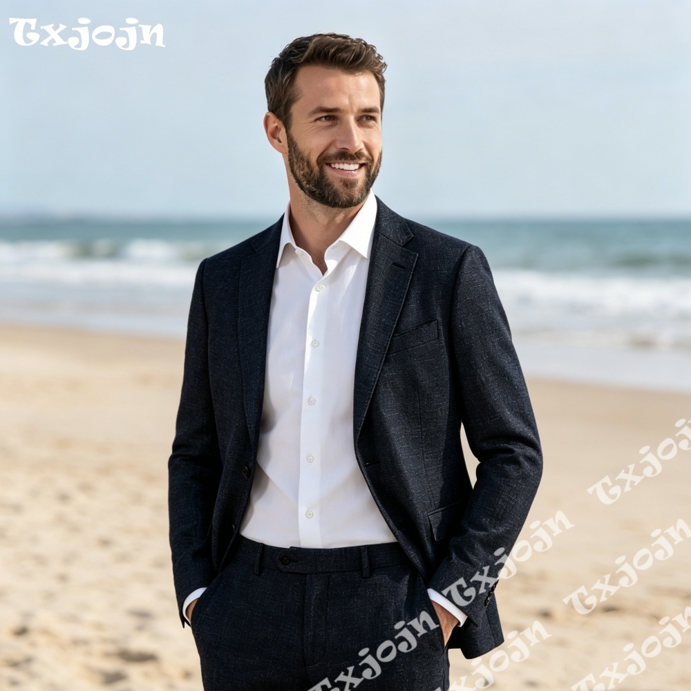 Classic Dark Navy Linen Men 2P - Men Linen Formal Wear avaliação e preço