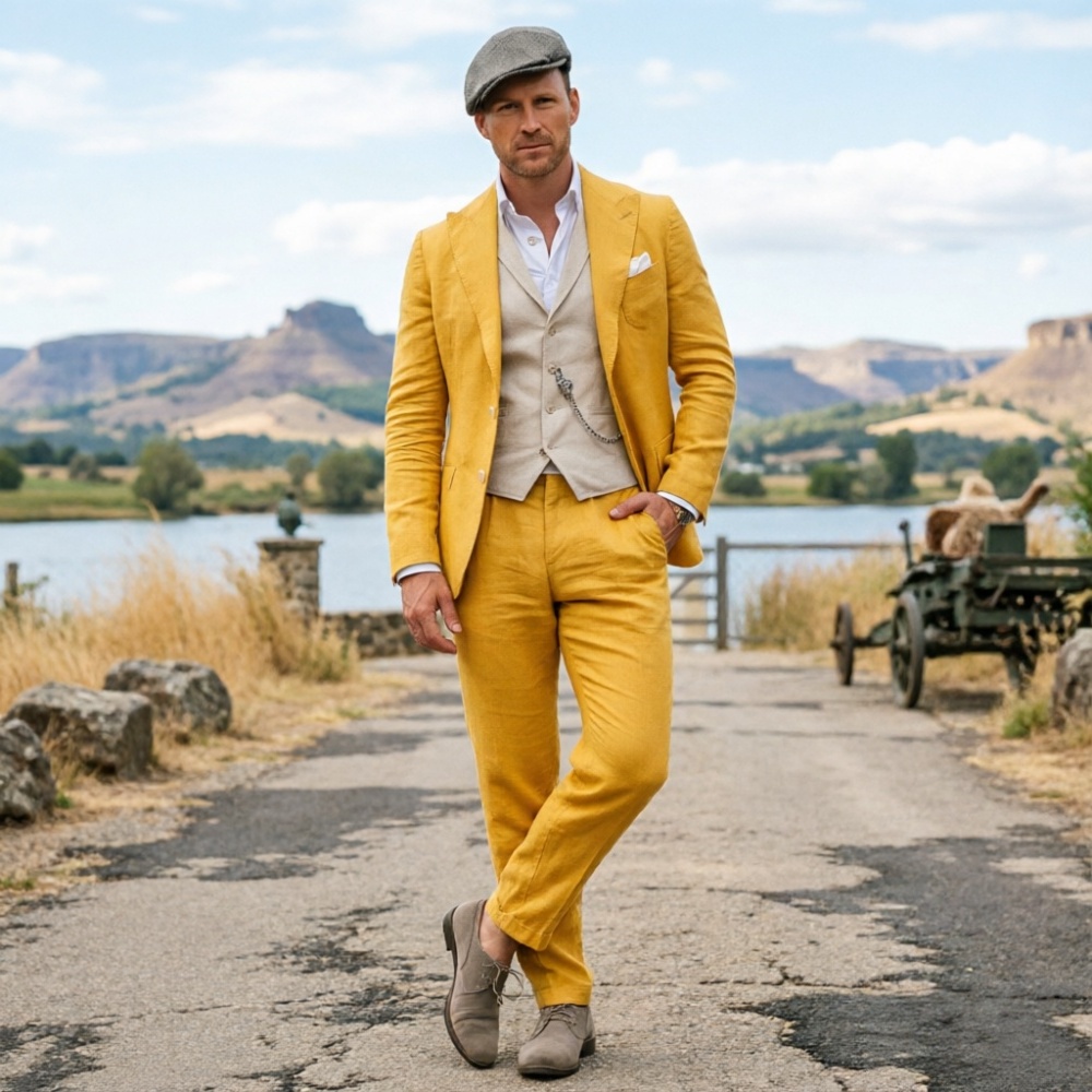 Sage Green Linen Men 3 Piece S - Men Linen Formal Wear avaliação e preço
