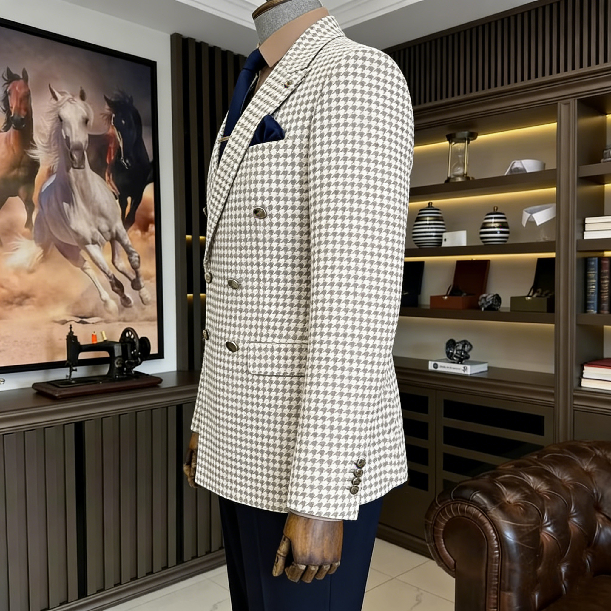Vintage Houndstooth Tweed Blaz - Men'S Vintage Formal Wear avaliação e preço
