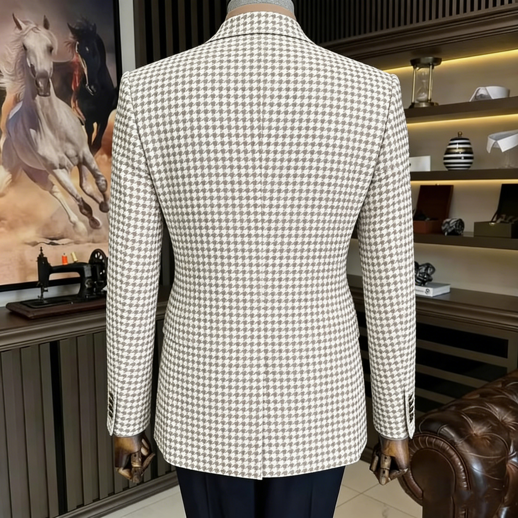 Vintage Houndstooth Tweed Blaz - Men'S Vintage Formal Wear avaliação e preço