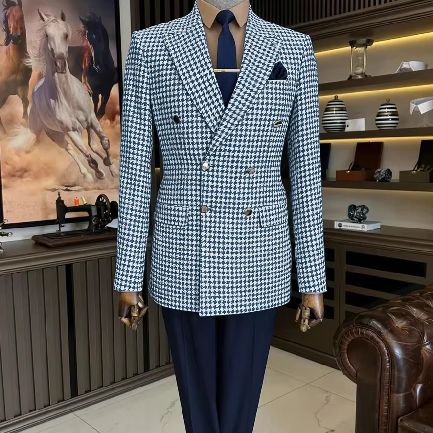Vintage Houndstooth Tweed Blaz - Men'S Vintage Formal Wear avaliação e preço