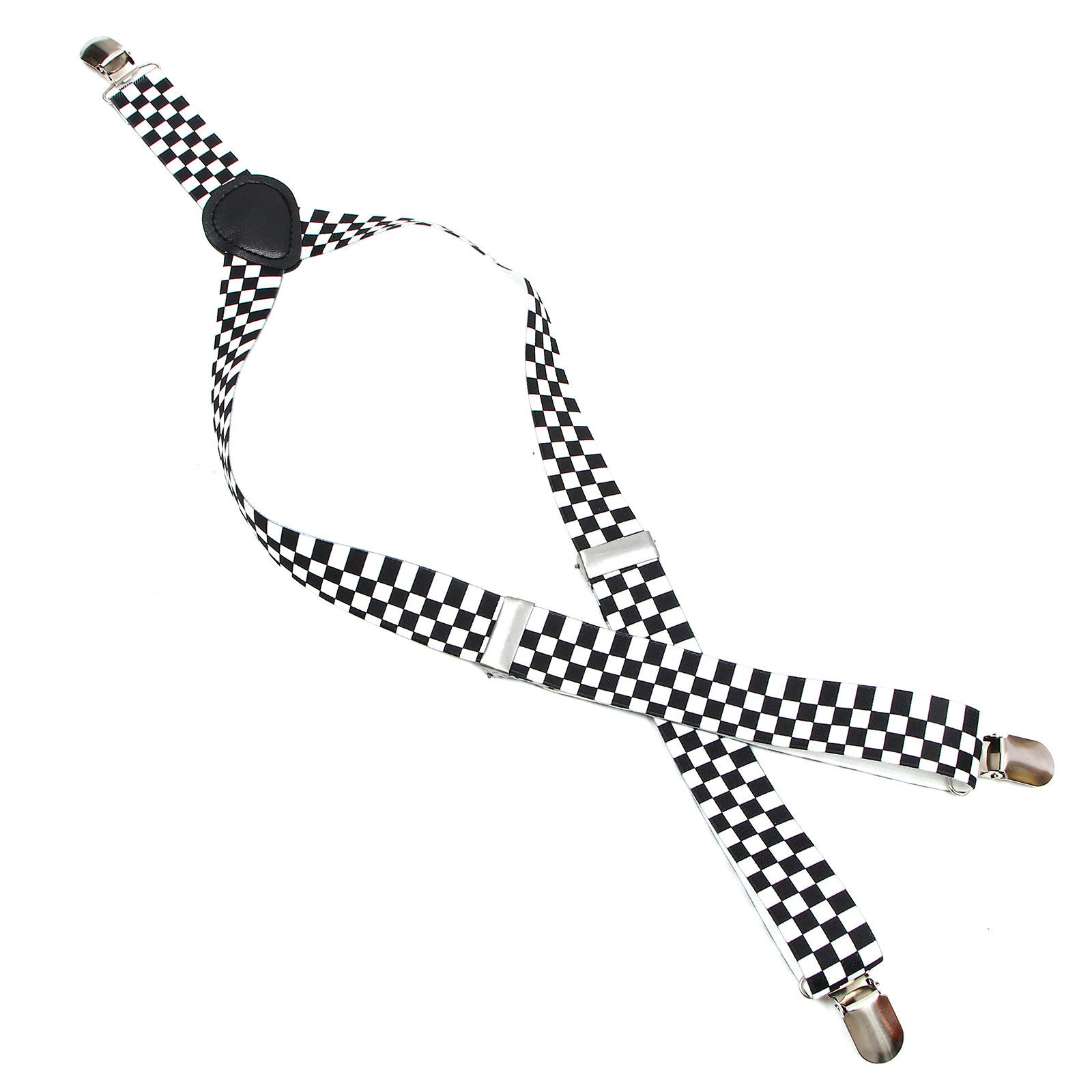 Black White Checkered Y-Back S - Suspender Clip Formal avaliação e preço