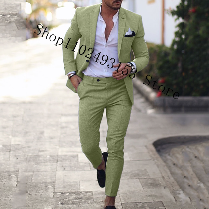 Navy Linen Suits Blazer Slim F - Men Linen Formal Wear avaliação e preço