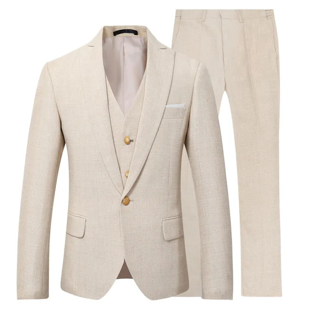 Beige Ivory Men Suit Casual Li - Men Linen Formal Wear avaliação e preço