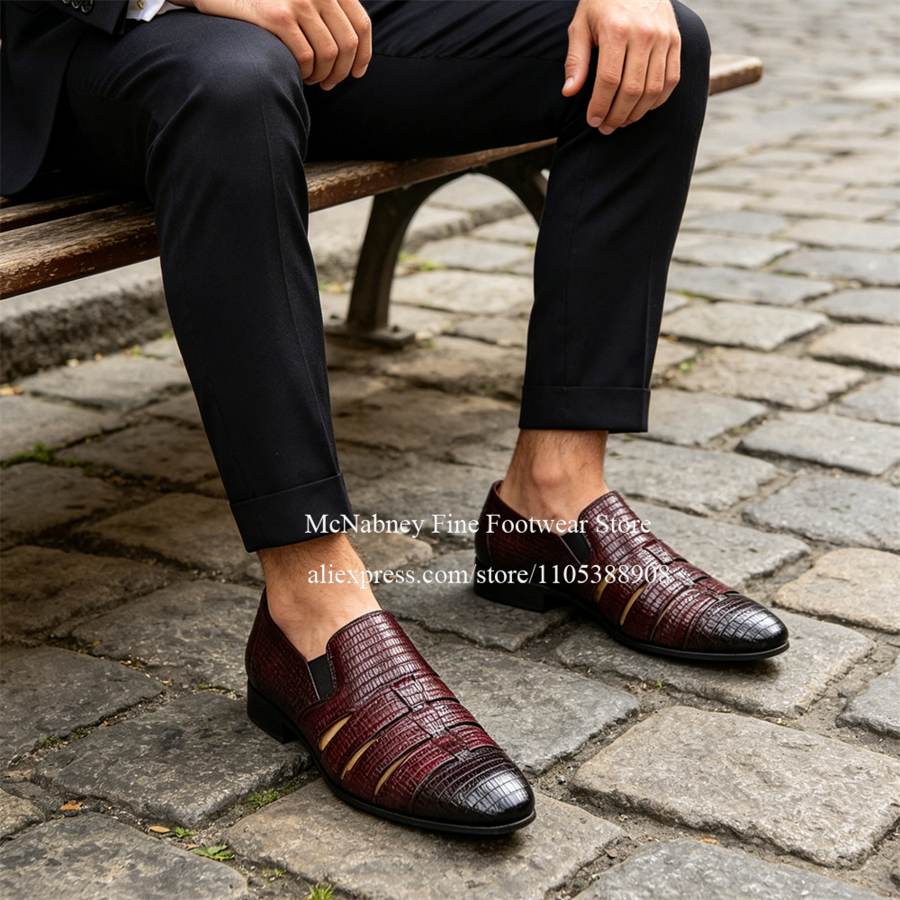 Breathable Cutout Burgundy Bla - Men Formal Wear Dress avaliação e preço