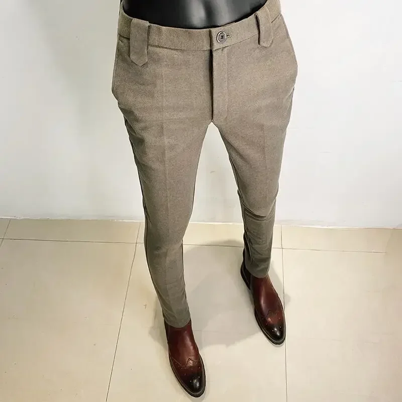 Autumn Winter Thickened Woolen - Men Formal Wear Dress avaliação e preço