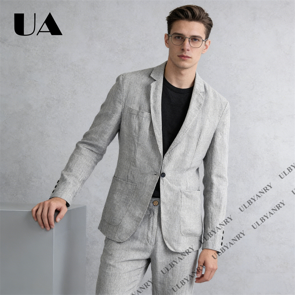 Breathable Men’s Linen Suit 2  - Men Linen Formal Wear avaliação e preço