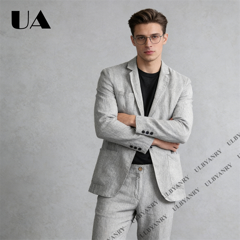 Breathable Men’s Linen Suit 2  - Men Linen Formal Wear avaliação e preço
