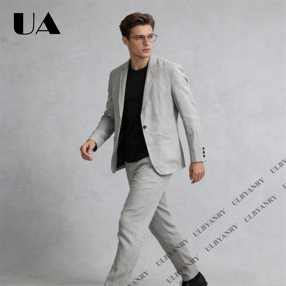 Breathable Men’s Linen Suit 2  - Men Linen Formal Wear avaliação e preço