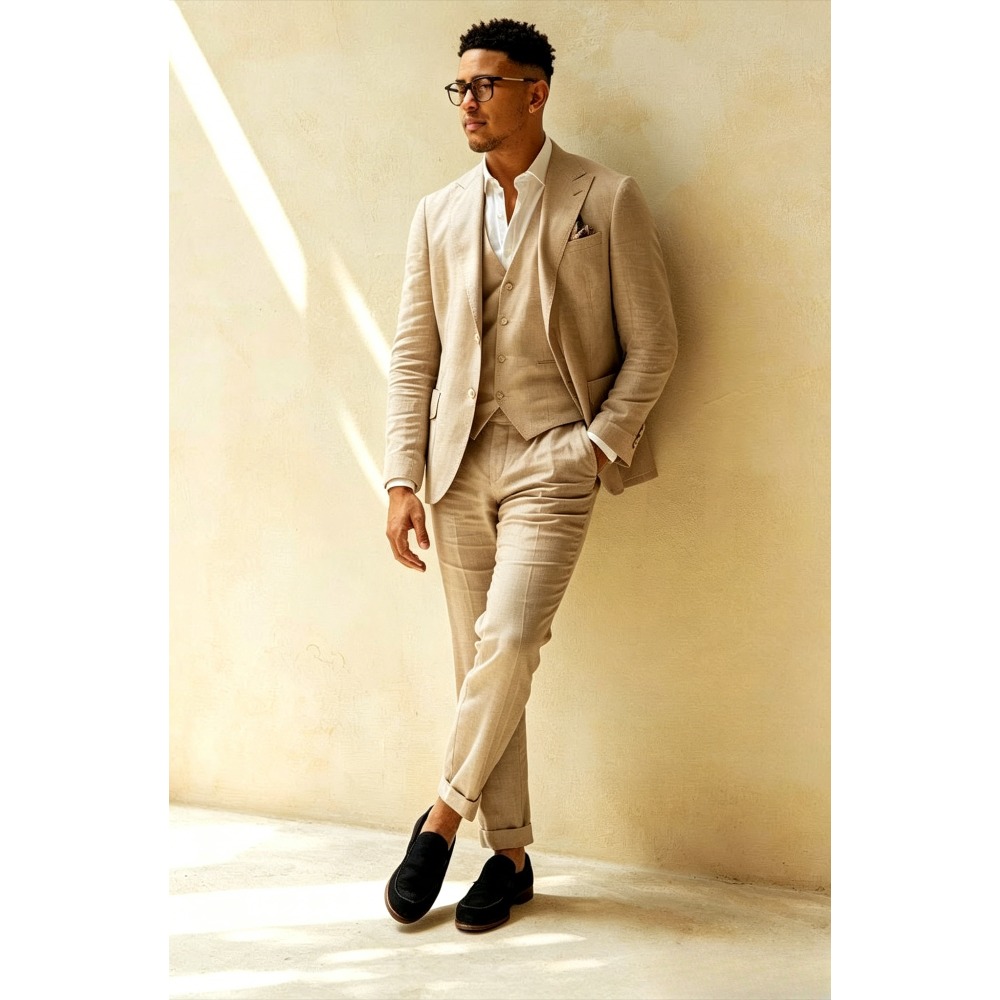 Sage Green Linen Wedding Suits - Men Linen Formal Wear avaliação e preço