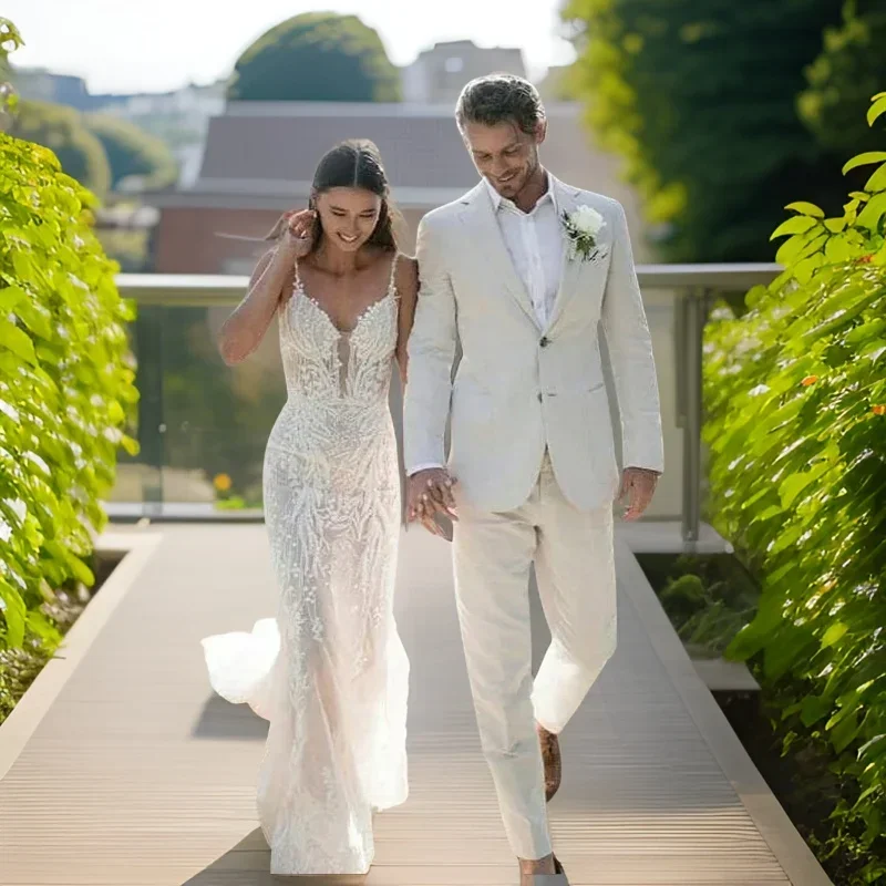 Linen Wedding Tuxedo For Men S - Men Linen Formal Wear avaliação e preço
