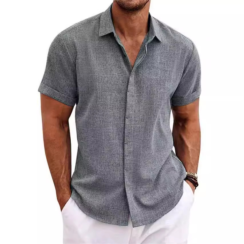 Men's Fashion Casual Solid Col - Men Linen Formal Wear avaliação e preço