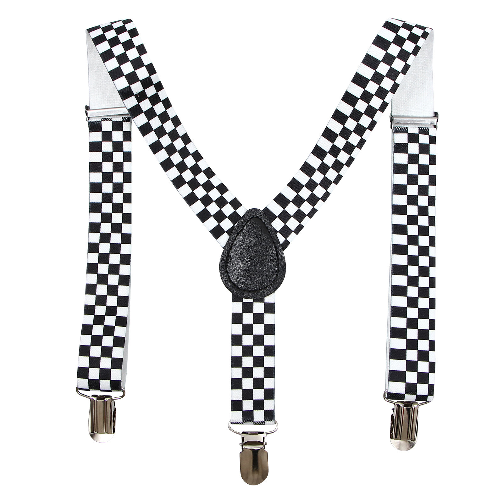 Black White Checkered Clip-on  - Suspender Clip Formal avaliação e preço