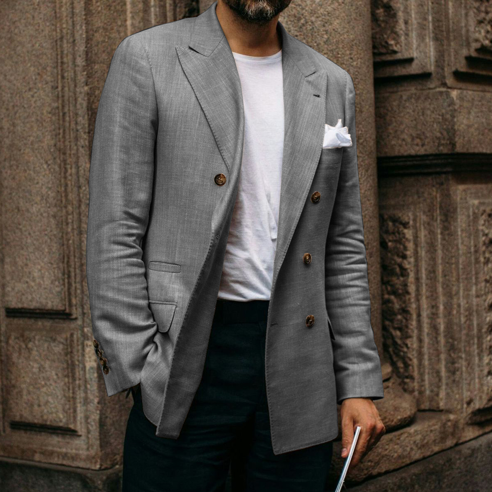 Men Suit Jacket Cotton Linen D - Men Linen Formal Wear avaliação e preço
