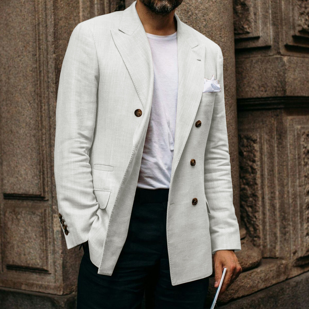 Men Suit Jacket Cotton Linen D - Men Linen Formal Wear avaliação e preço