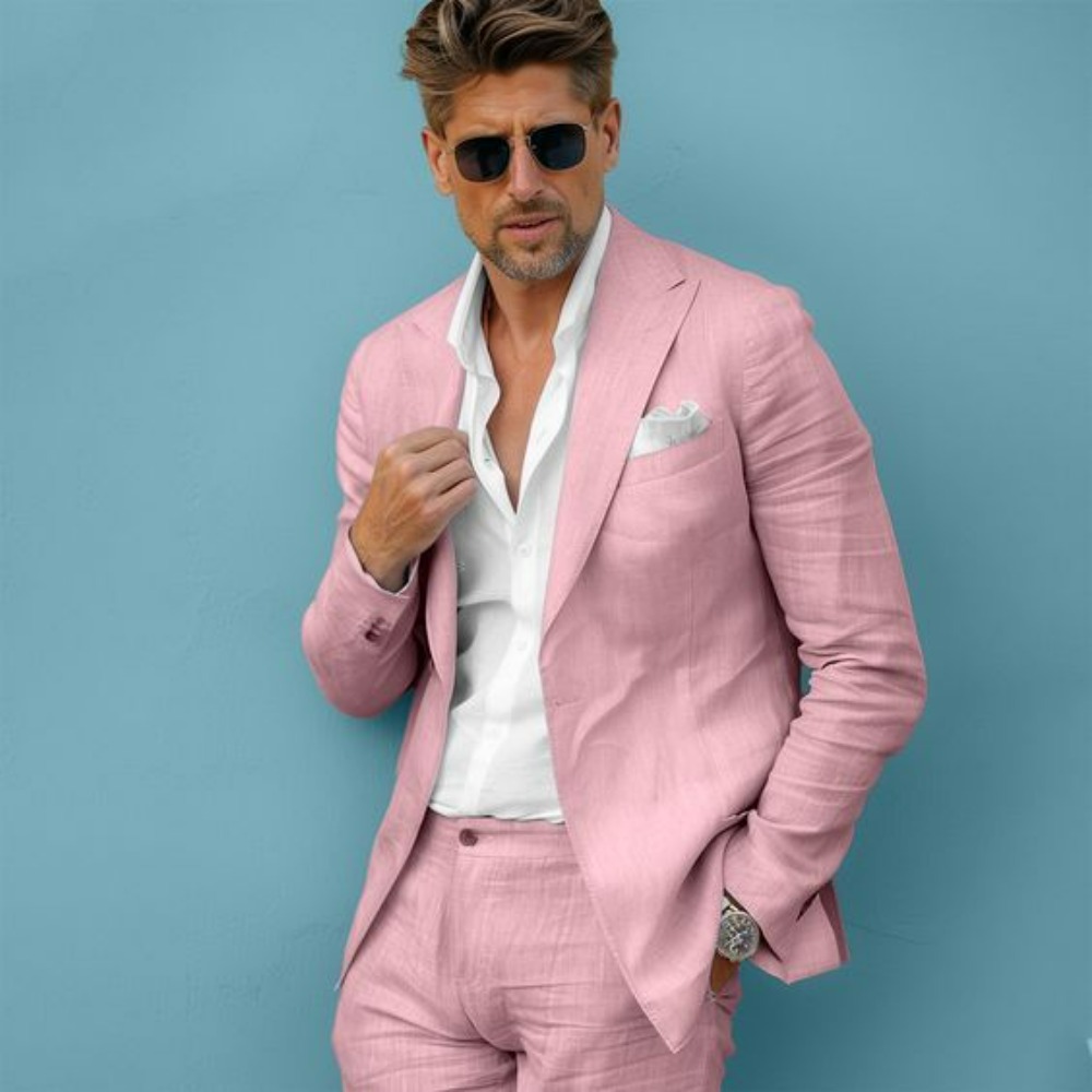 Linen Wedding Men Suits Slim F - Men Linen Formal Wear avaliação e preço