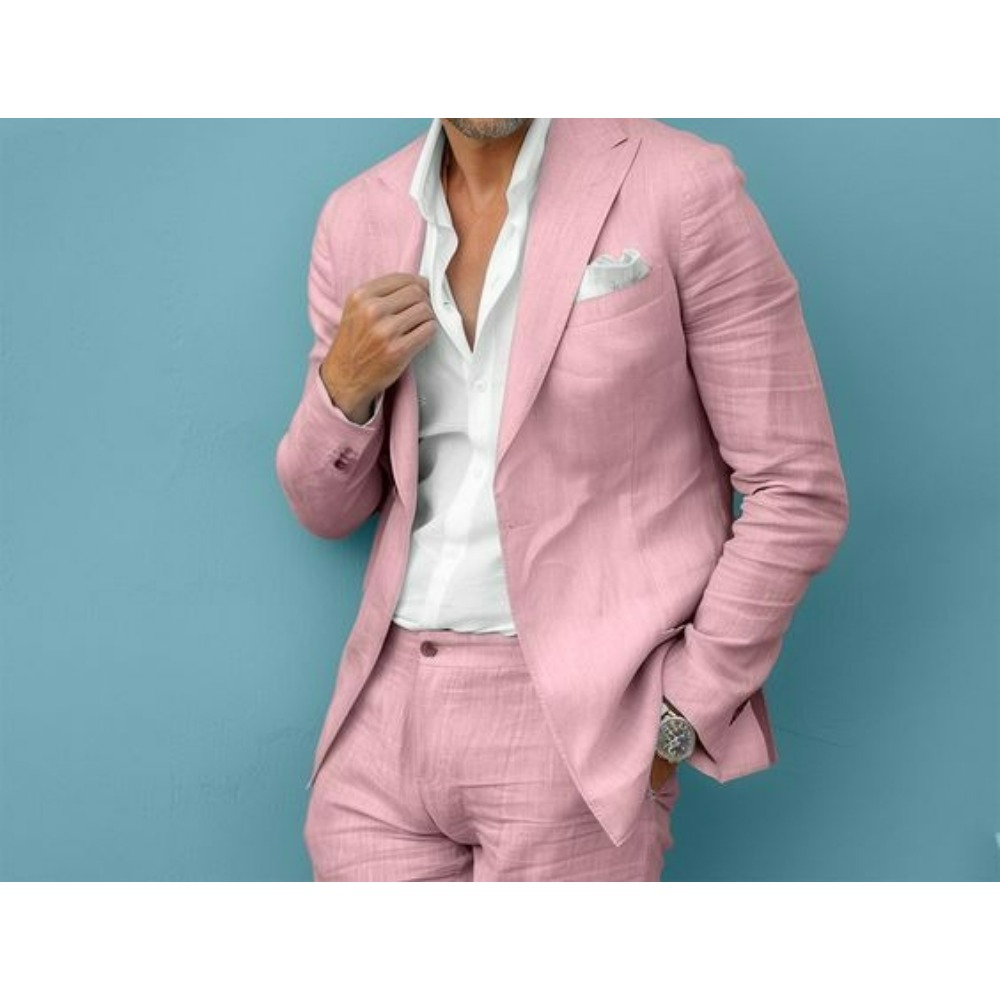 Linen Wedding Men Suits Slim F - Men Linen Formal Wear avaliação e preço