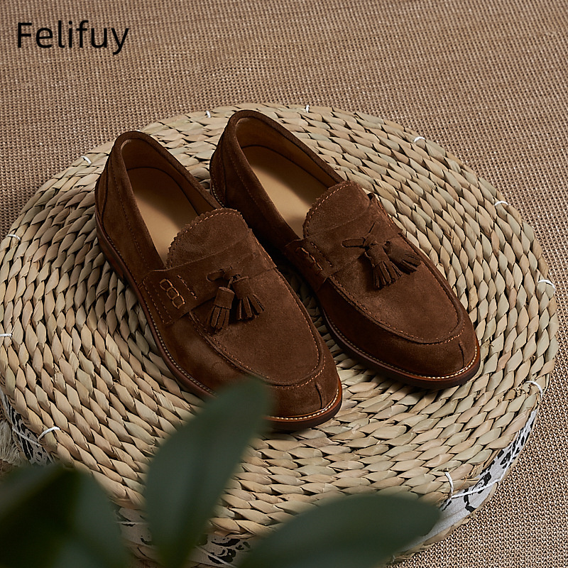 New Brown Men Flat Loafers Cow - Men Formal Wear Dress avaliação e preço