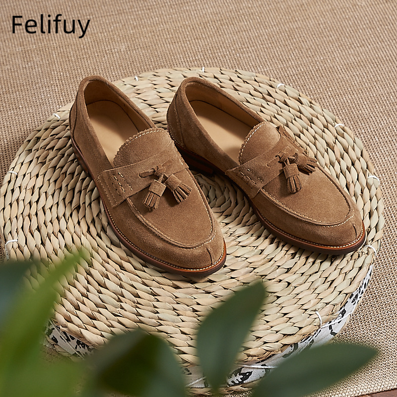 New Brown Men Flat Loafers Cow - Men Formal Wear Dress avaliação e preço