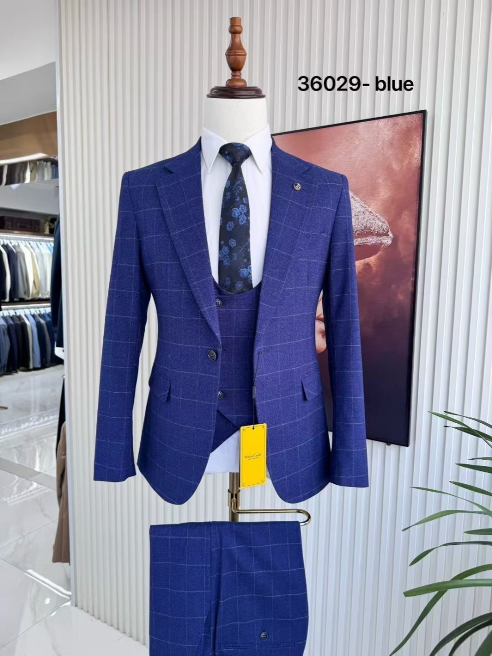 Plaid Men's Handsome Suit Set  - Men Formal Wear Sale avaliação e preço