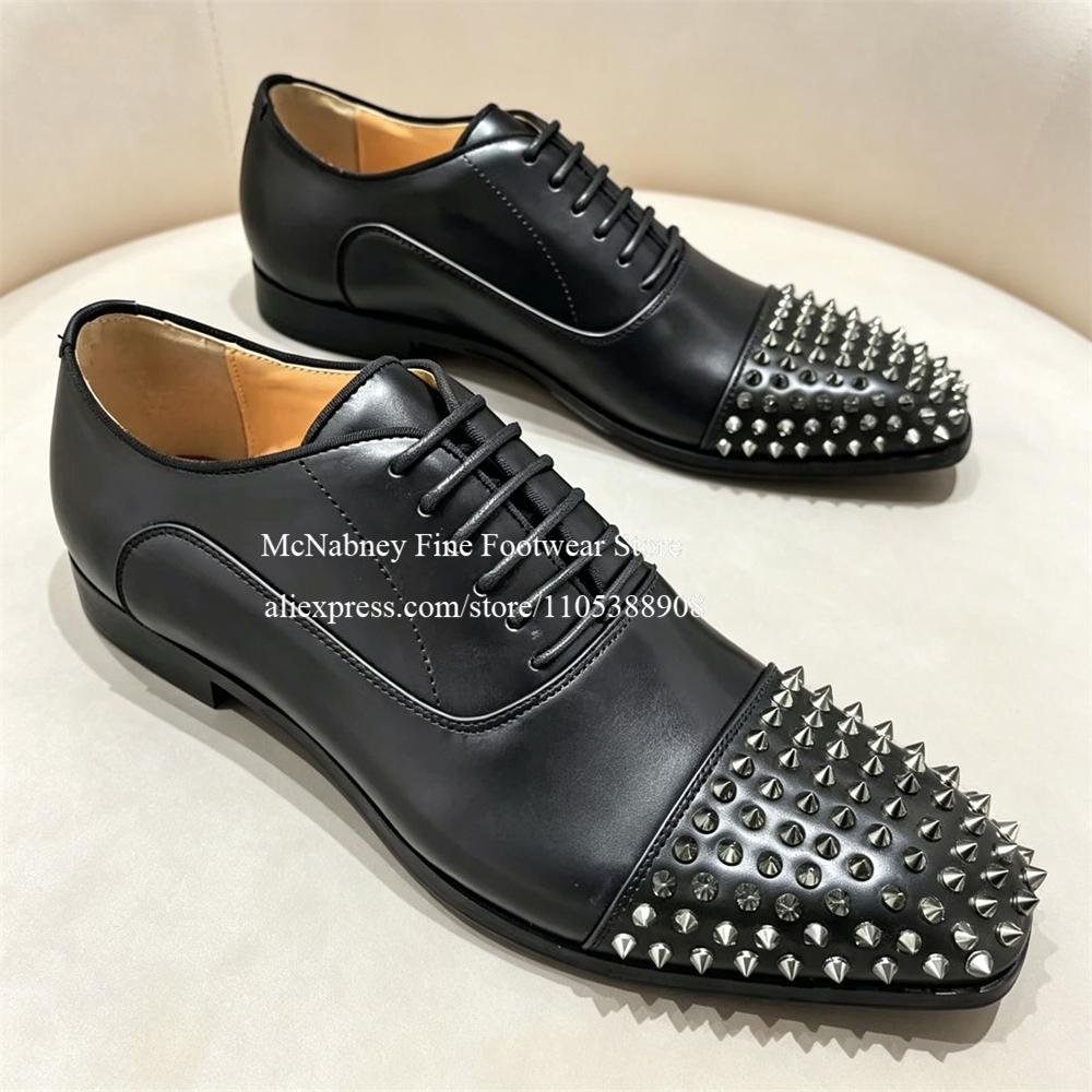 Spike Studs Leather Dress Shoe - Men Formal Wear Dress avaliação e preço