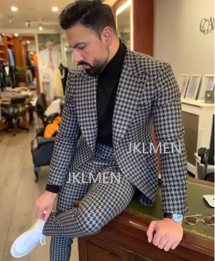 Houndstooth Mens Suits 2PCS We - Men'S Vintage Formal Wear avaliação e preço