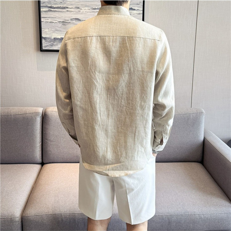 100% Linen Long Sleeve Shirt f - Men Linen Formal Wear avaliação e preço