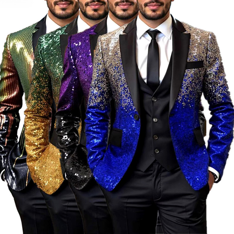 Shiny Sequin Tuxedo Jacket for - Men Linen Formal Wear avaliação e preço