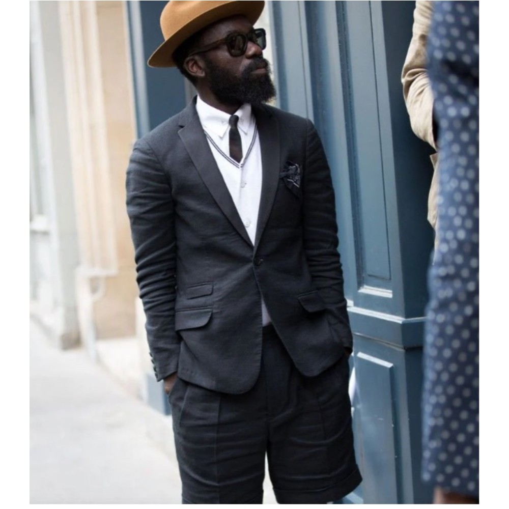 Black Linen Men Suits Casual J - Men Linen Formal Wear avaliação e preço
